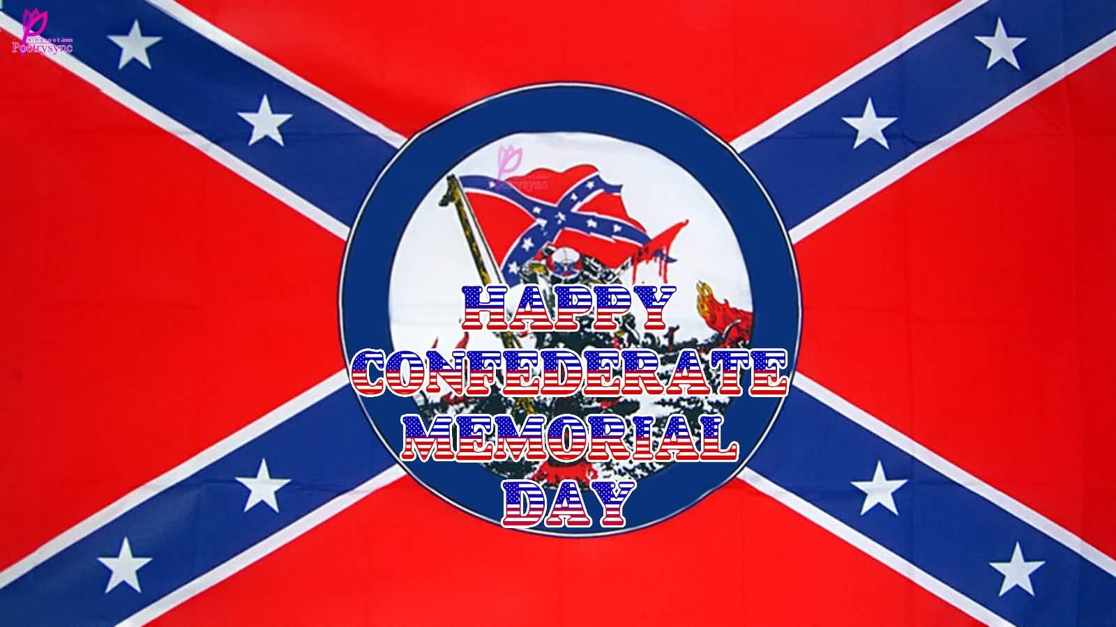 Happy Confederate Memorial Day Flag In Background