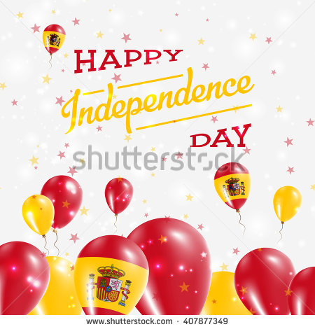 Happy Independence Day Of Spain Flag Balloons Picture