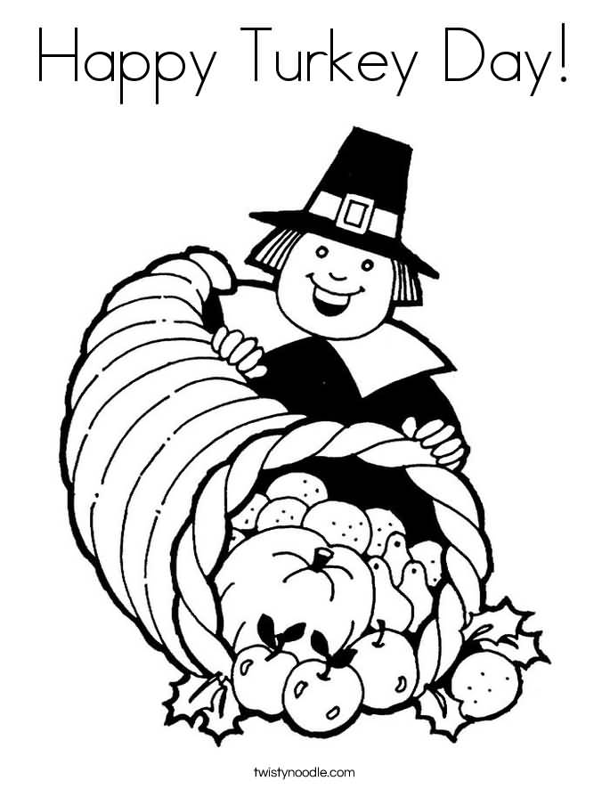 Happy Turkey Day Coloring Page Picture