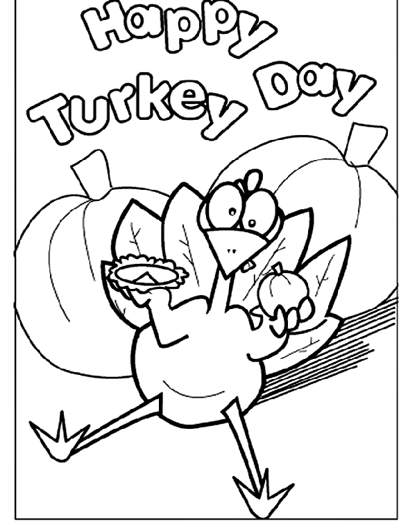 Happy Turkey Day Coloring Page