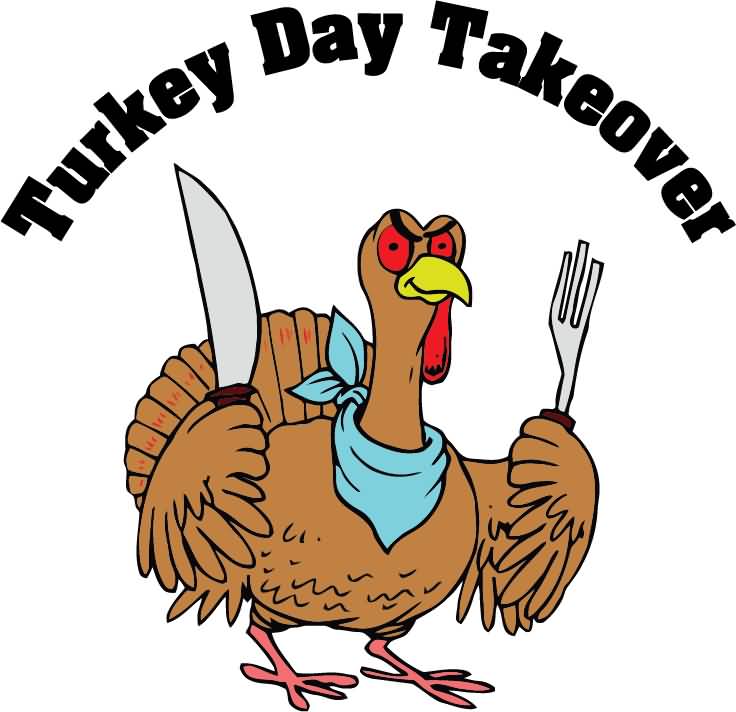 Turkey Day Takeover Angry Turkey With Knife And Fork