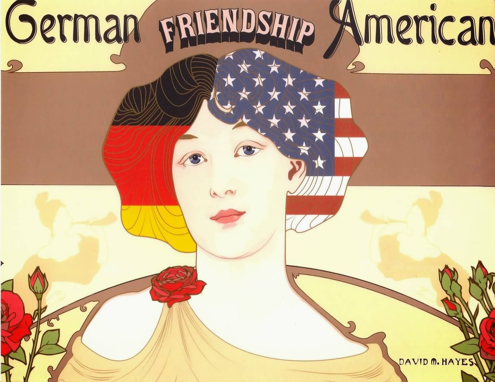 German Friendship American Day Girl Poster