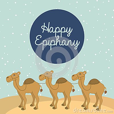 Happy Epiphany Camels Illustration