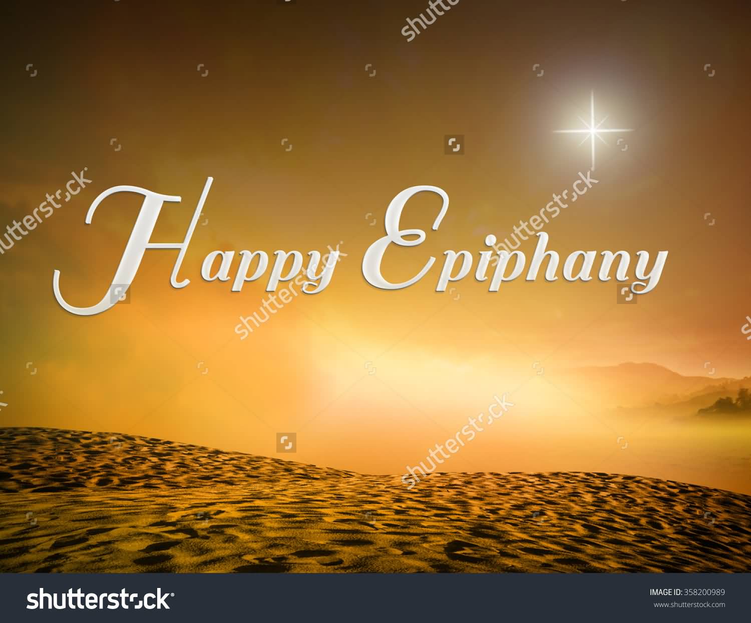 Happy Epiphany Golden Background Night View