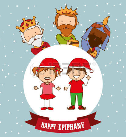 Happy Epiphany Kings And Kids Illustration