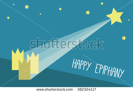 Happy Epiphany Three Crowns And Stars Illustration