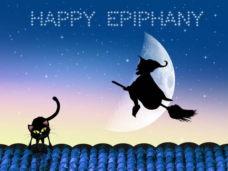 Happy Epiphany Witch Flying On Broomstick Picture