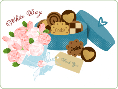 White Day Wishes Cookies And Flower Bouquet