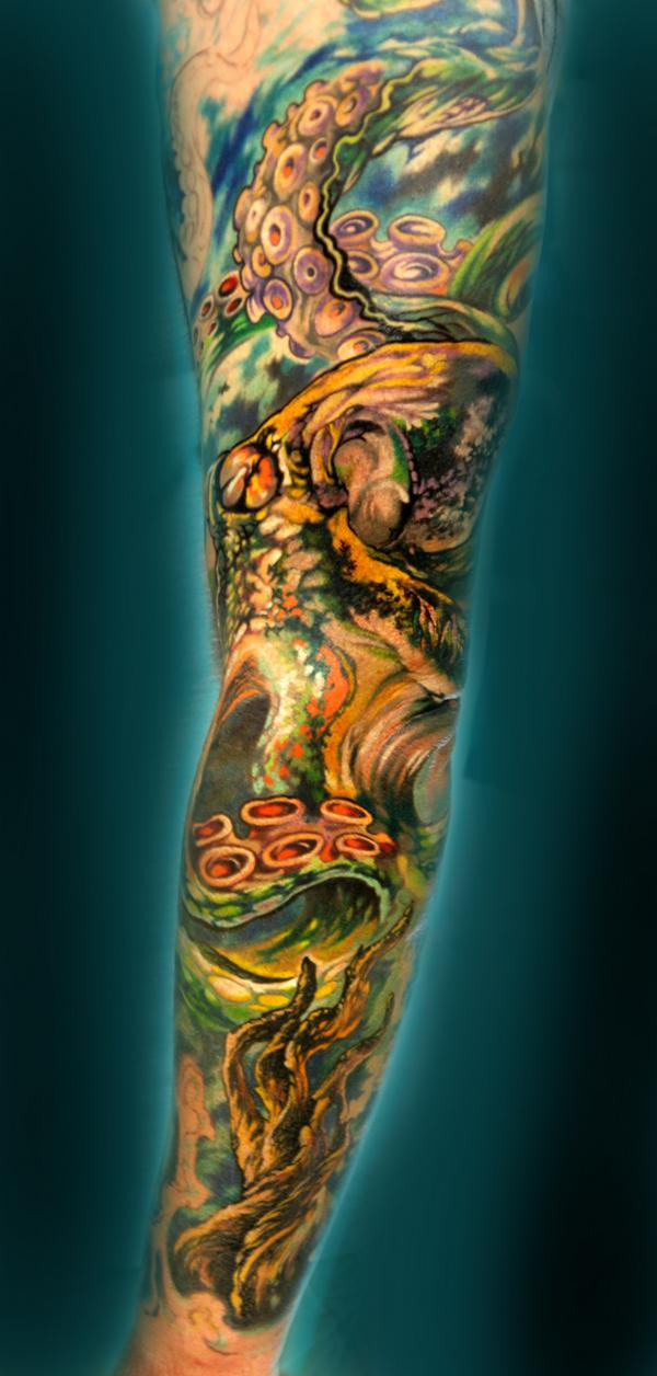 Attractive Octopus Tattoo On Full Sleeve