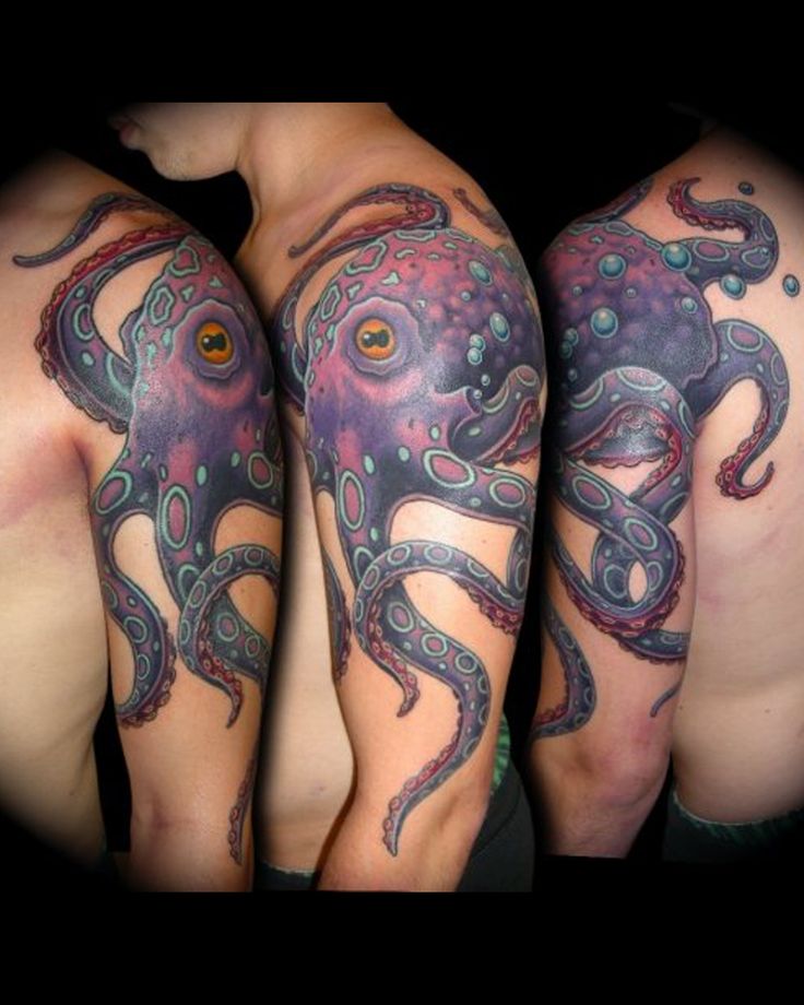 Attractive Octopus Tattoo On Man Left Half Sleeve