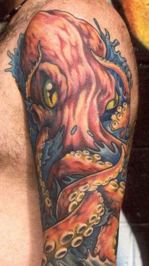 Cool Octopus Tattoo On Man Left Half Sleeve