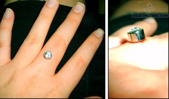 Diamond Gem Finger Ring Piercing