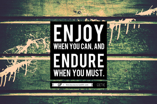 Enjoy when you can, and endure when you must