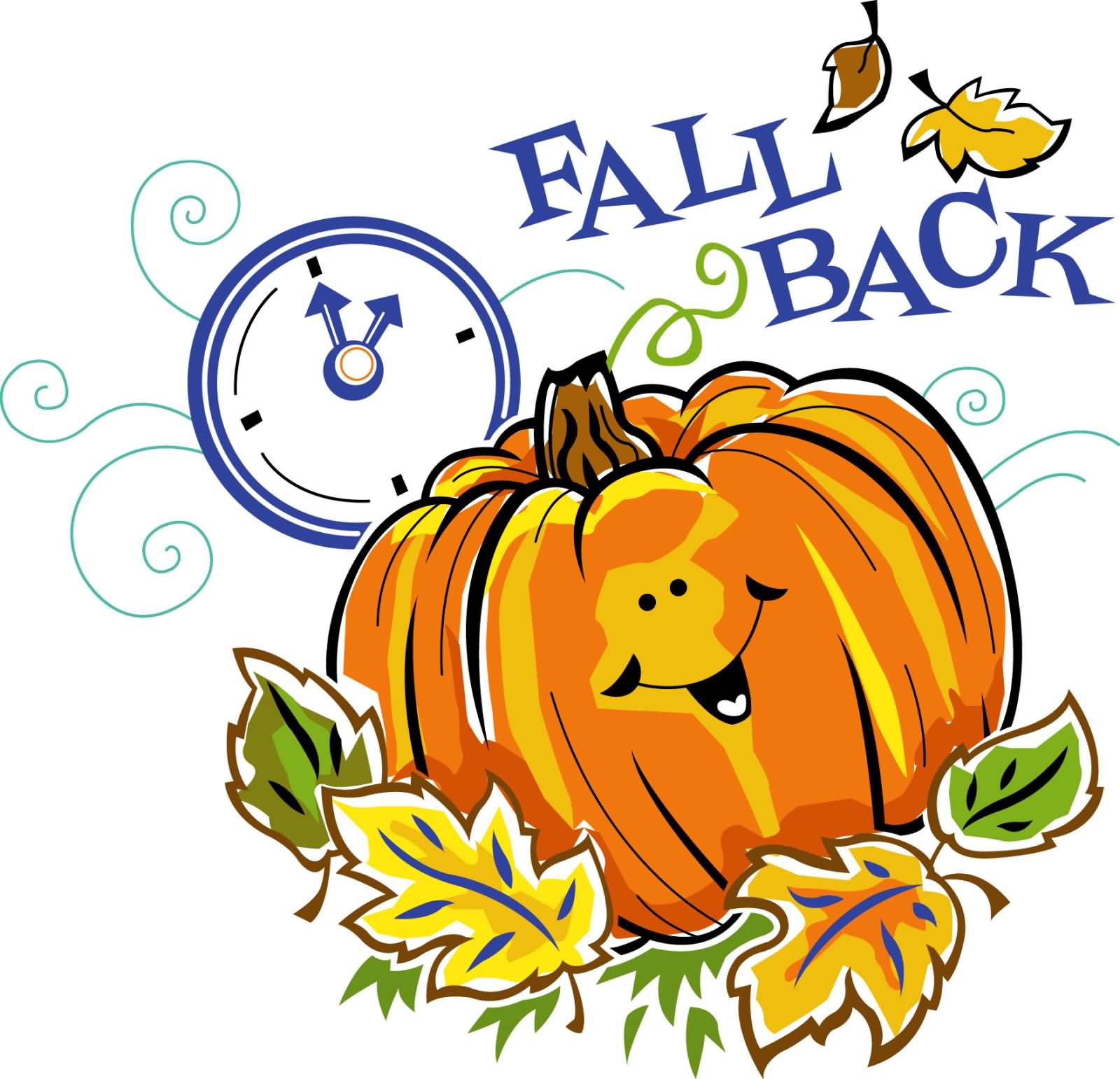Fall Back Daylight Saving Time Ends Pumpkin Clipart