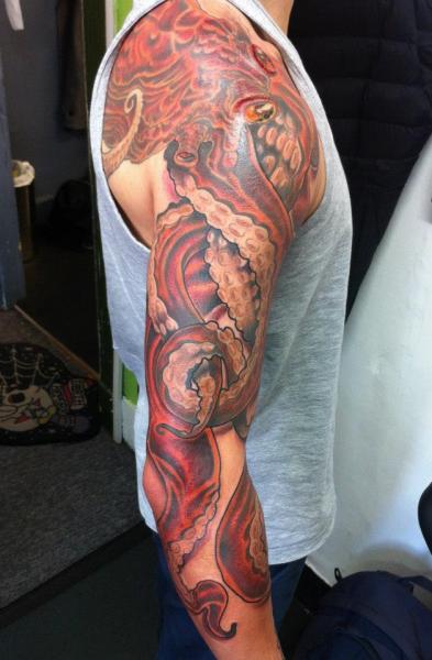 Fantastic Octopus Tattoo On Man Right Half Sleeve