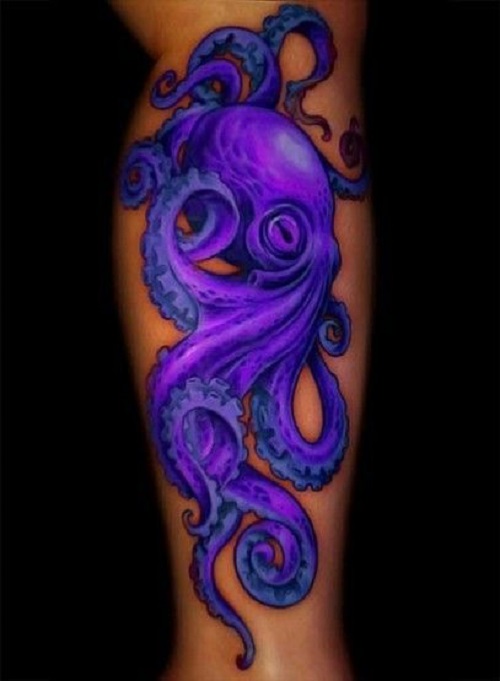 Purple Ink Octopus Tattoo Design For Sleeve