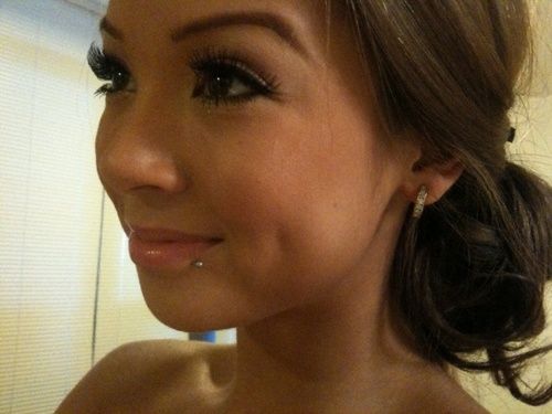 Side Lip Beat Piercing With Silver Stud