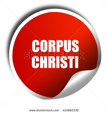 Corpus Christi Red Sticker With White Text