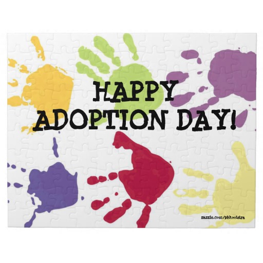 Happy Adoption Day Colorful Hand Prints Picture