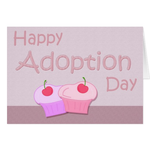 Happy Adoption Day Cupcakes On Greeting Card