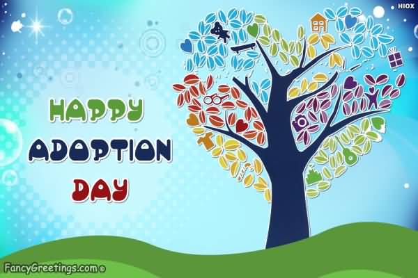 Happy Adoption Day Wishes Tree Illustration