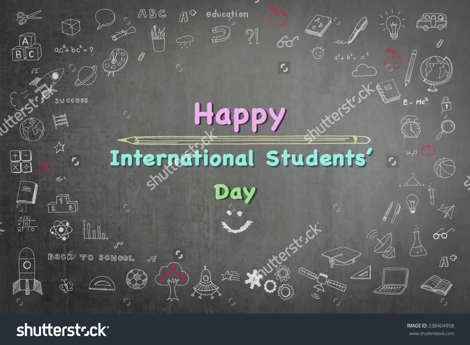 Happy International Students Day Written On Black Board