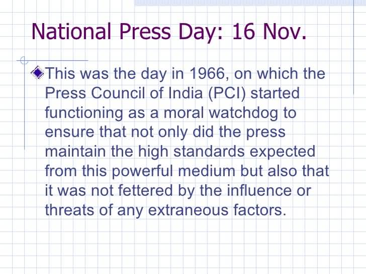 National Press Day 16 November