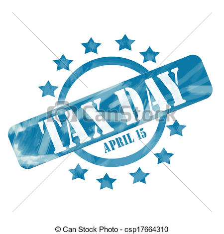 Tax Day April 15 Blue Weathered Stamp