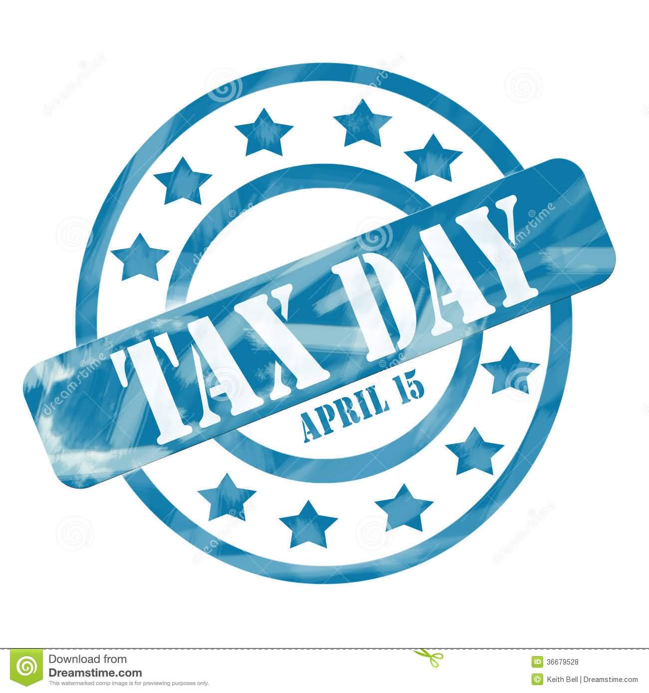 Tax Day April 15 Stamp Circle And Stars Illustration