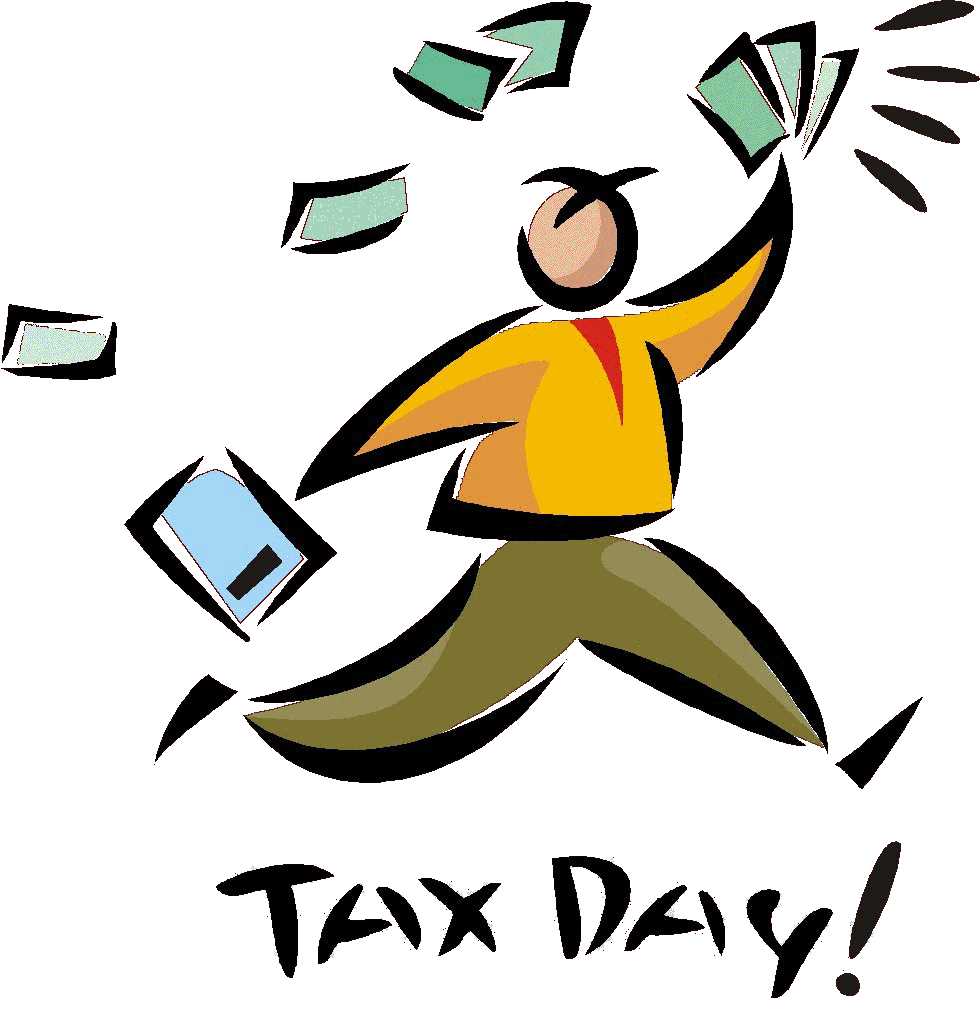 Tax Day Man Running To Pay Taxes Clipart