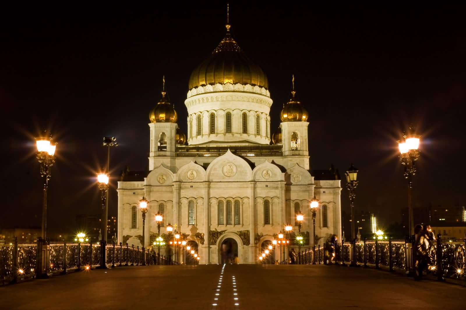 Beautiful Front View Of The Cathedral Of Christ The Saviour At Night