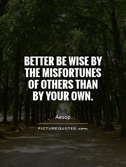 Better be wise by the misfortunes of others than by your own. Aesop