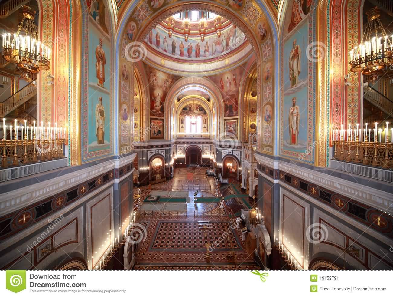 Big Hall Inside The Cathedral Of Christ The Saviour In Moscow