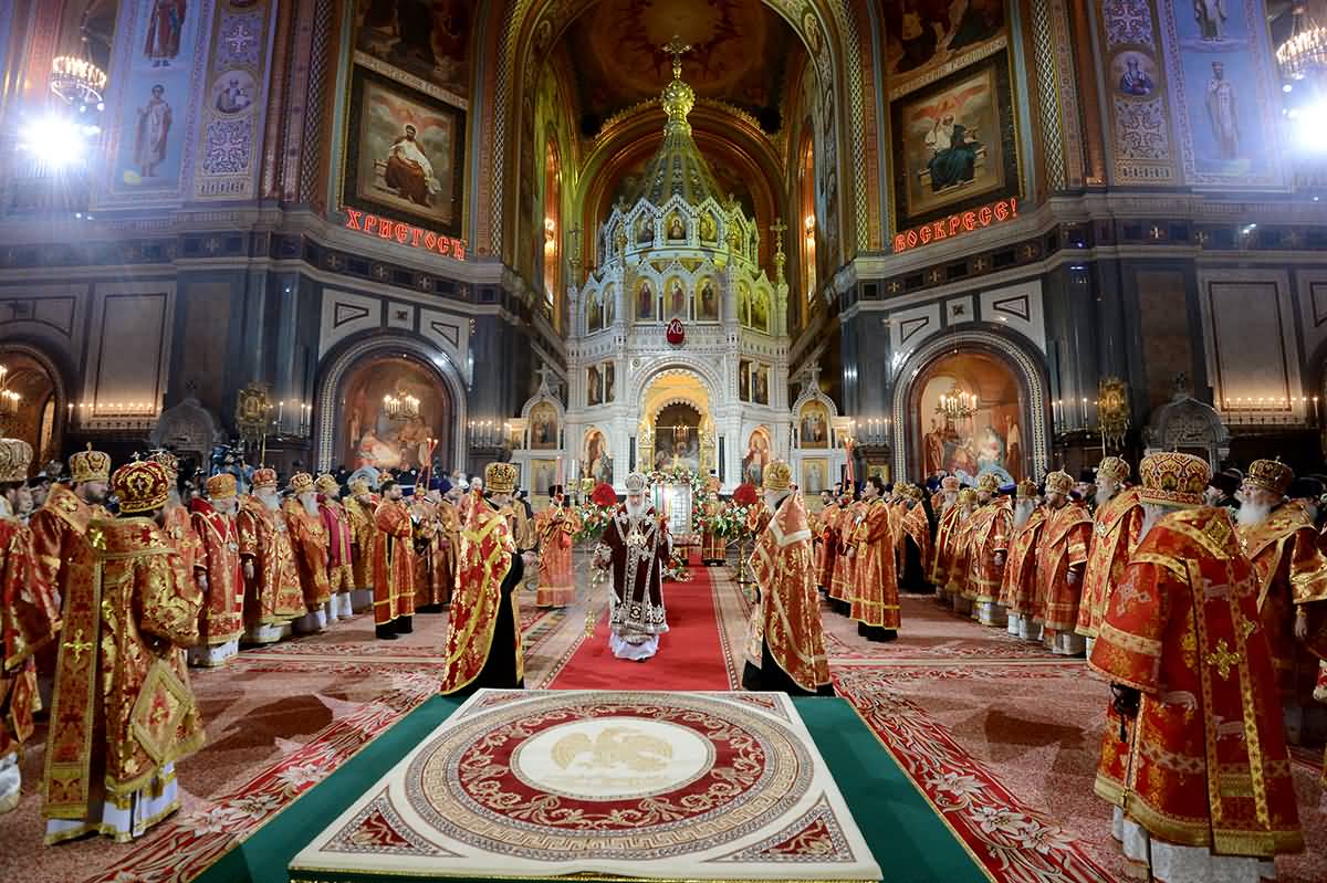 Bishops During Easter Celebration Inside TheCathedral Of Christ The Saviour