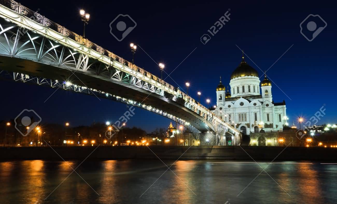 Cathedral Of Christ The Saviour At Summer Night In Moscow, Russia