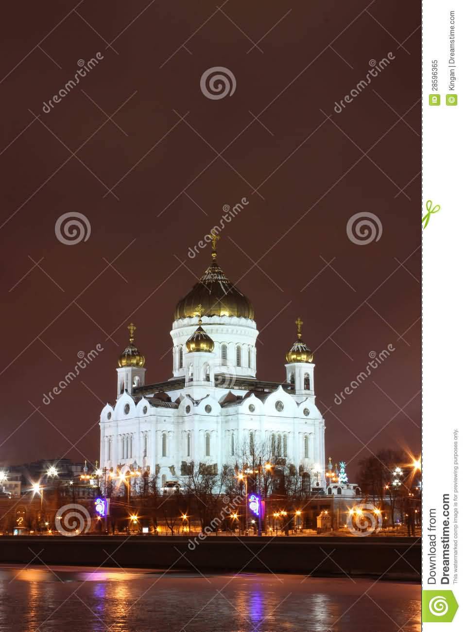 Cathedral Of Christ The Saviour In Moscow At Night