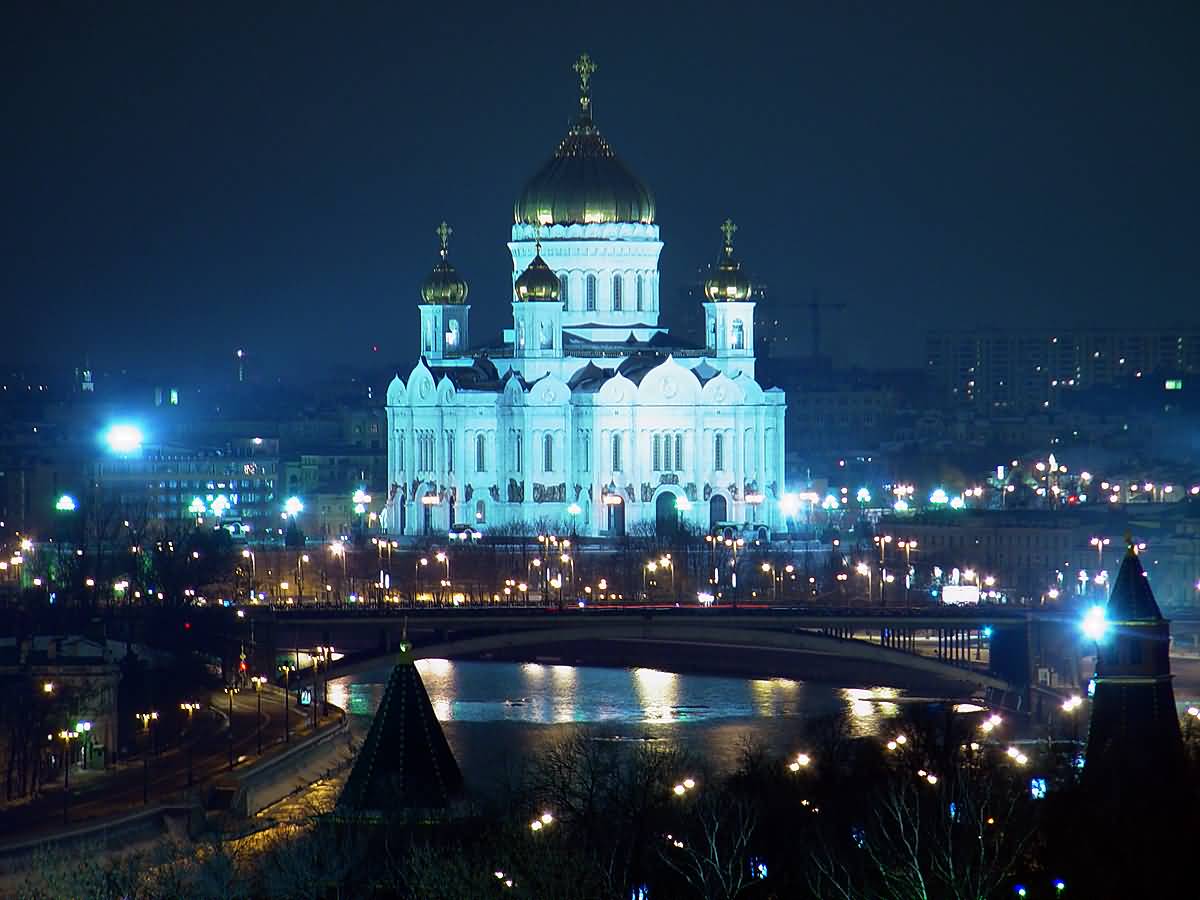 Cathedral Of Christ The Saviour With Night Lights