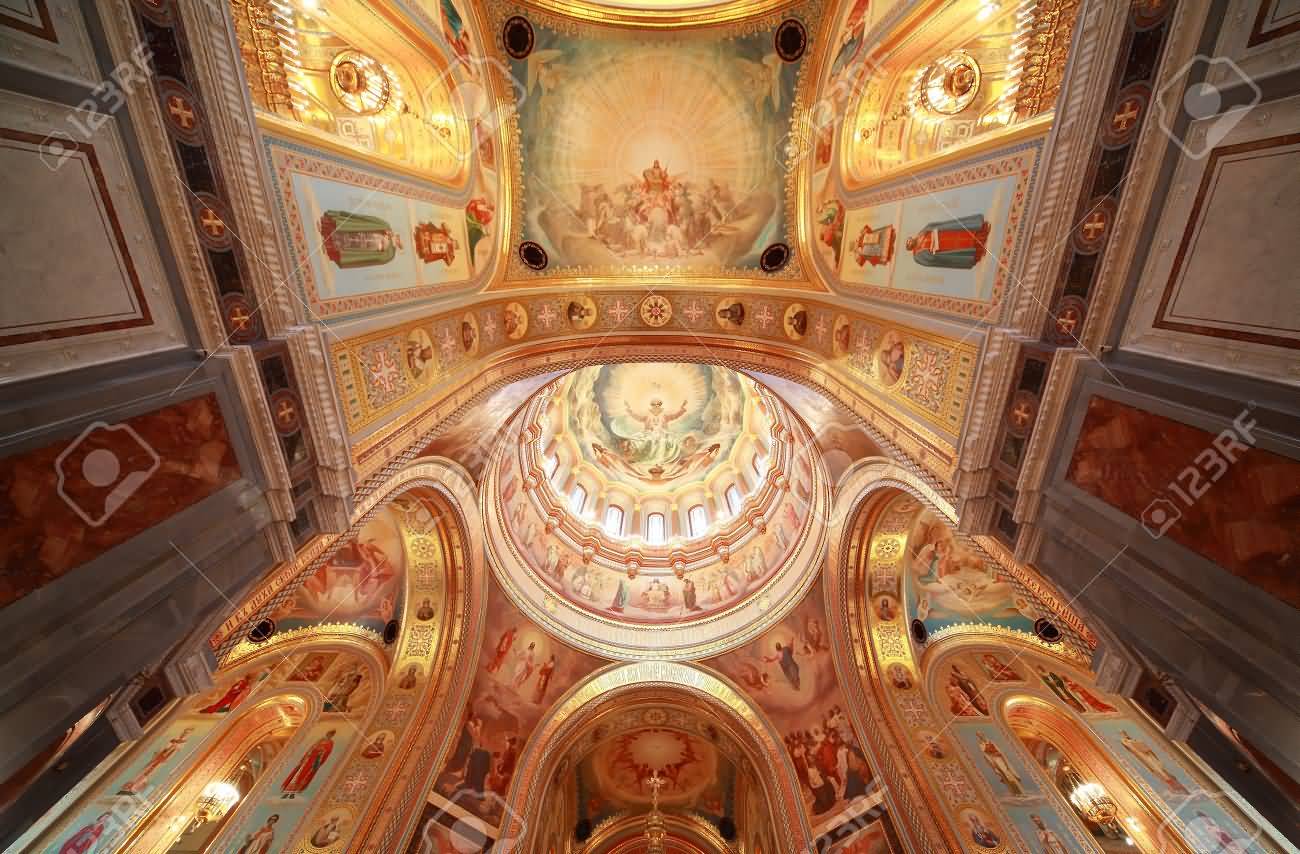 Ceiling With Archs Inside The Cathedral Of Christ The Saviour