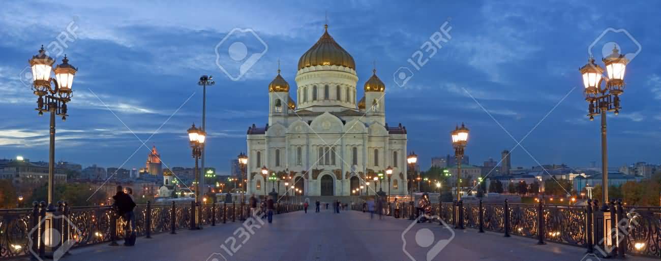 Christ The Saviour Cathedral In Moscow Night View