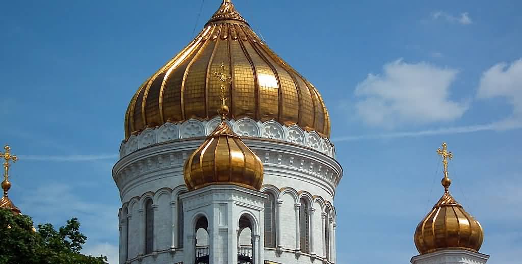 Closeup Of Golden Domes Of The Cathedral Of Christ The Saviour