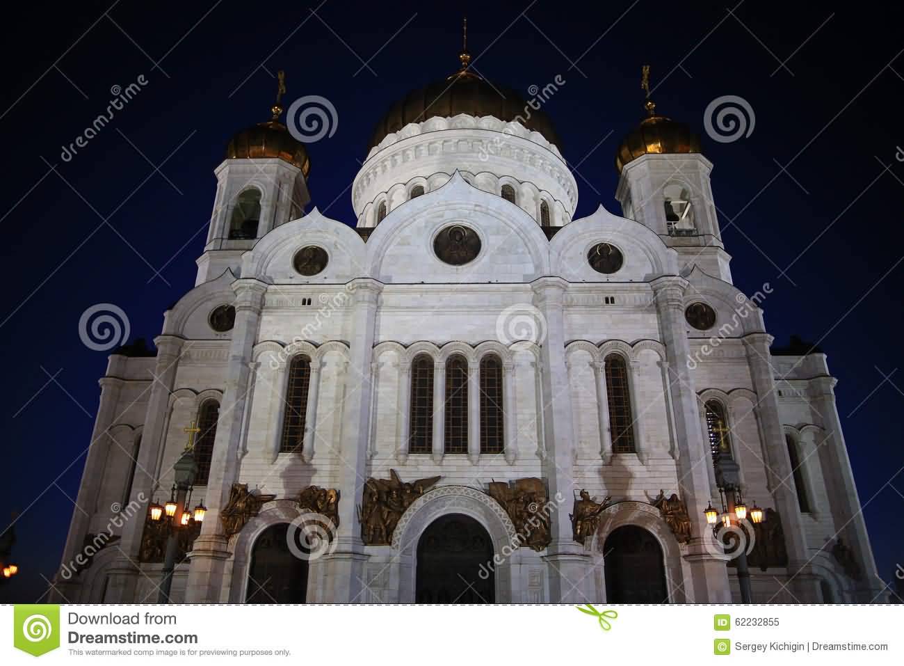 Facade Of The Cathedral Of Christ The Saviour At Night