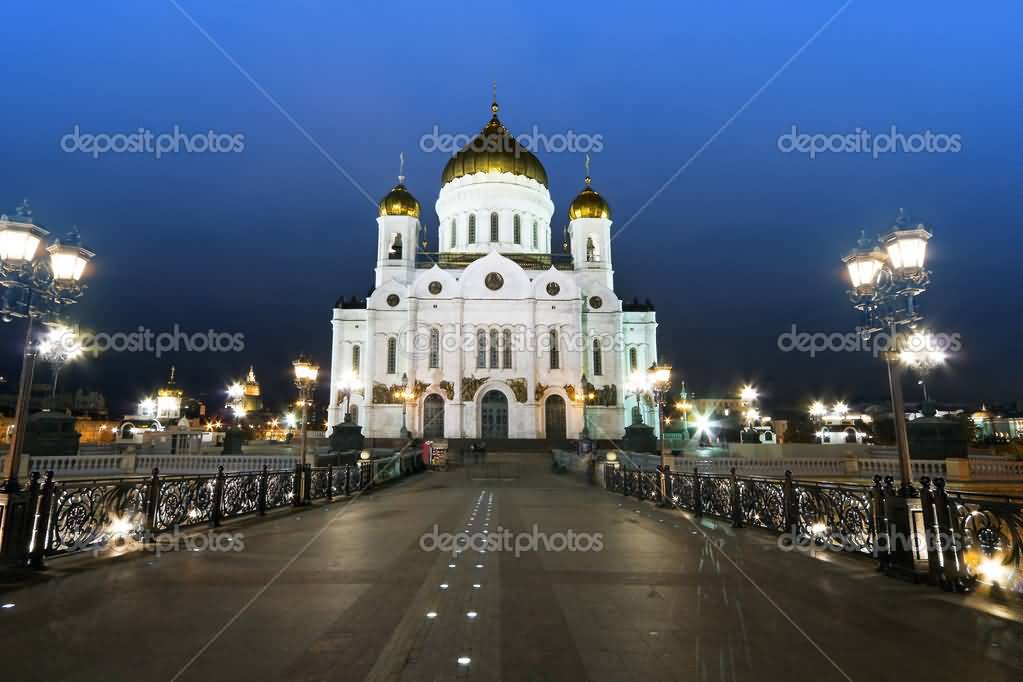 Front View Of The Cathedral Of Christ The Saviour At Night