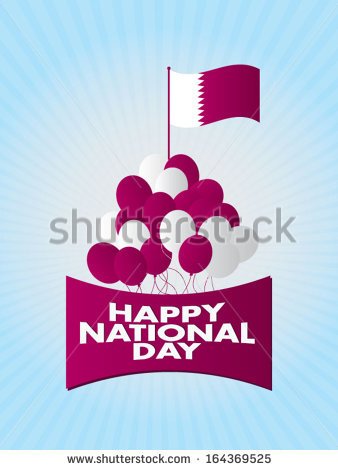 Happy National Day Qatar Balloons And Flag