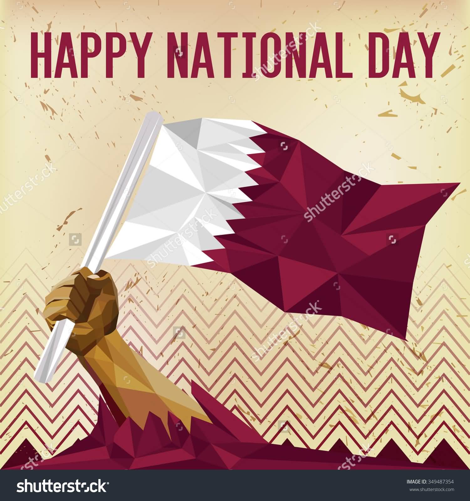 Happy National Day Qatar Flag In Hand Picture