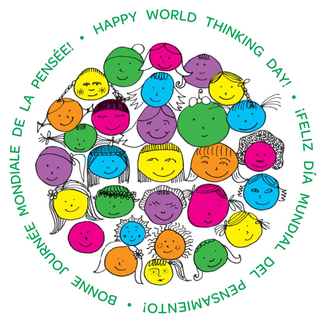 Happy World Thinking Day Colorful Faces