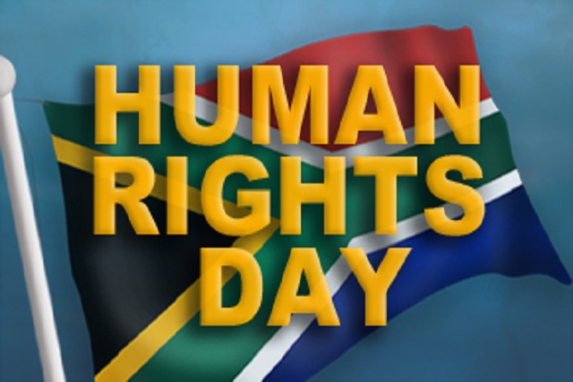 Human Rights Day South Africa Flag In Background