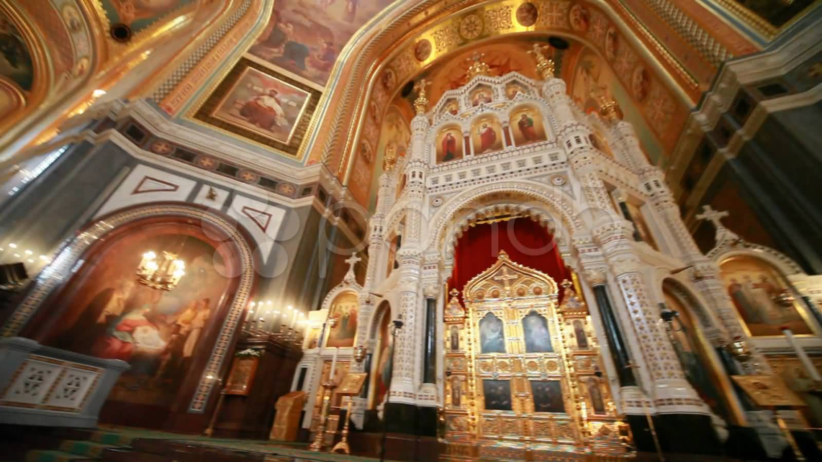 Iconostasis View Inside The Cathedral Of Christ The Saviour