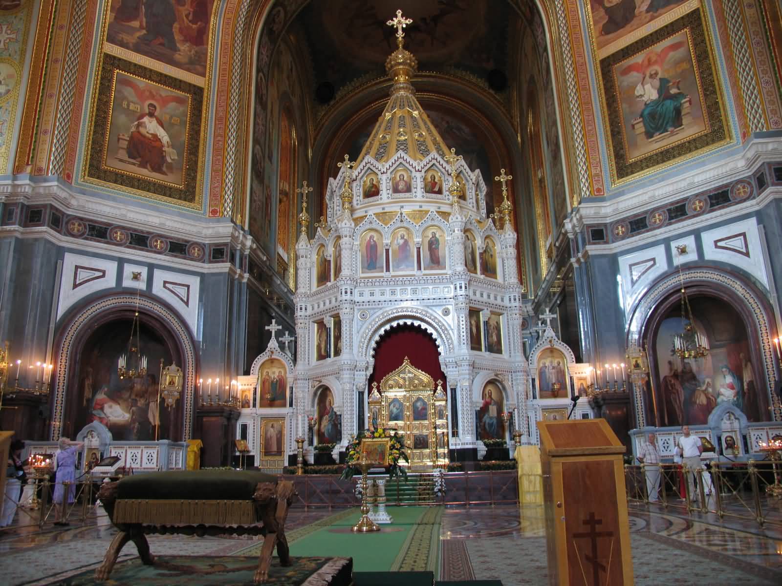 In Front Of Iconstasis And Altar Inside The Cathedral Of Christ The Saviour