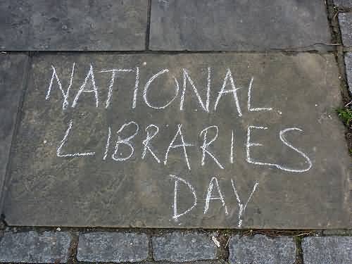 National Libraries Day Written On Floor