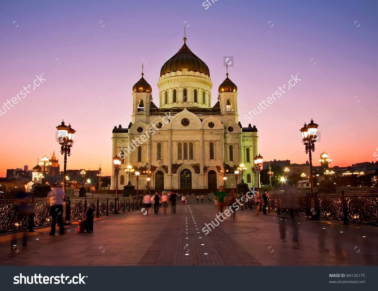 Orthodox Church Of Christ The Savior At Night In Moscow 